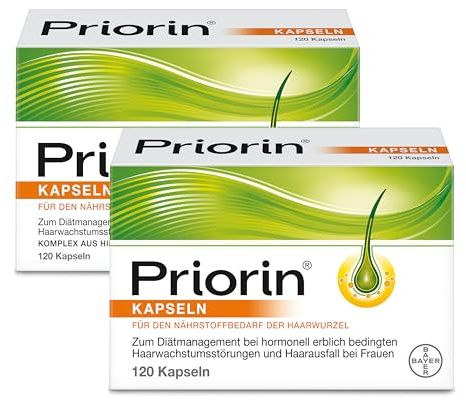 Priorin Kapseln I Haarausfall bei Frauen I mehr Haarwachstum I 2 x 120 Stk | Nr. 1 Produkt bei Haarausfall für Frauen. Nr. 1 Empfehlung von Ärztinnen. Nährstoffe: Hirseextrakt, Vitamin B5 und Cystin.