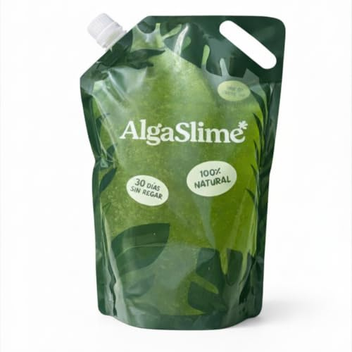 AlgaSlime 1L | Ideal para Riego en Vacaciones | Hasta 30 Días sin Regar | 100% Natural | Gel para Plantas con Microalgas Vivas