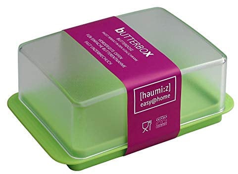 homeXpert Butterdose, Butterbox aus Kunststoff für 250g Butter - mit transparentem Deckel in limette Grün, Butterbehälter zum servieren, Spülmaschinenfest, passend für Kühlschranktüre