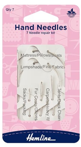 Hemline H215.7 7x Repair Hand Sewing Needles Mattress/Carpet/Sail/Upholstery
