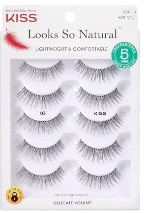 KISS Looks So Natural, False Eyelashes, 'Multipack - 03', 10mm, Includes, Easy to Apply, Reusable Lash Clusters