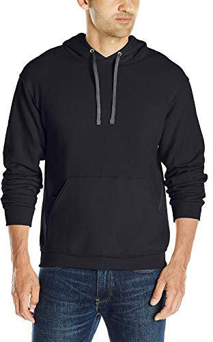 Fruit of the Loom Men's Sofspun Fleece Pullover Hoodie, Pullover - Black, Large