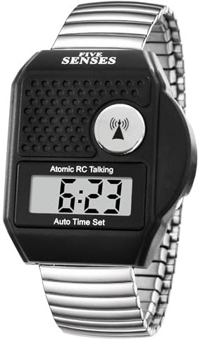 FIVE SENSES Top Button LCD Atomic English Talking Watch (1095)