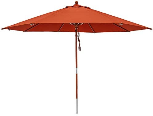 anndora 30001 Sonnenschirm, terracotta, 300 cm rund, Gestell Holz, Bespannung Polyester, 9.5 kg