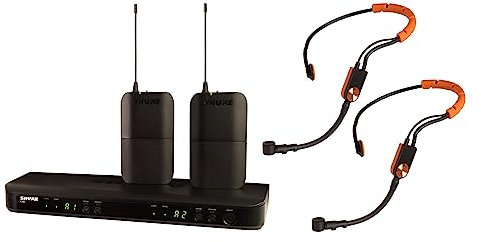 Shure BLX188/SM31 UHF Wireless Mikrofonsystem - Perfekt für Fitness, Aerobic - 14-Stunden-Batterielaufzeit, 100m Reichweite | Enthält (2) Fitness-Headset-Mikrofone, Dual-Channel-Empfänger | S8 Band