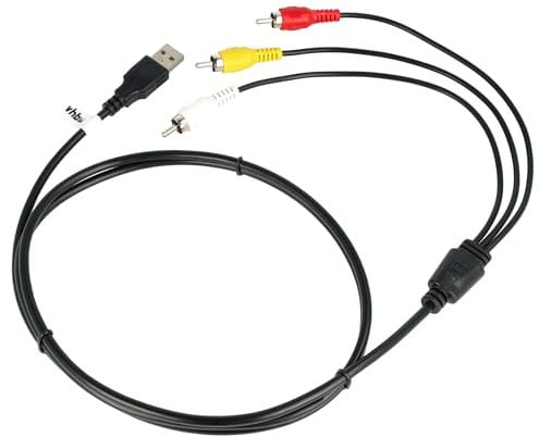 vhbw cavo AV USB - RCA compatibile con HDD-Player, impianti AV-stereo - Connettori USB A 2.0 & 3 RCA, 1,4m, nero