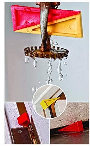 LINE2design Butée de porte de pompier – Lot de 4, 2 jaunes et 2 rouges – Compatibilité multi-surfaces – 7,6 cm de long