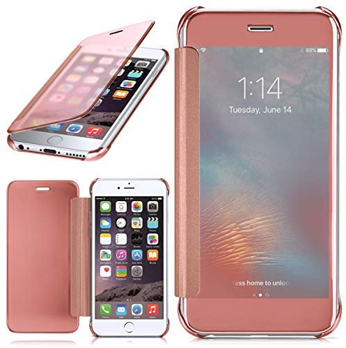 moex Coque Fine Compatible avec iPhone 6s / iPhone 6 | Laisse Voir l'écran/Style laqué, Rose doré