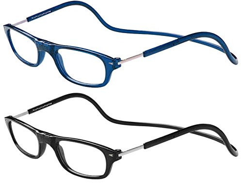 TBOC Pack: Lesebrille Lesehilfe für Herren Damen – (Zwei Einheiten) Dioptrien +4.00 Blau und Schwarz Fassung Stärke PC Handy Faltbar Frau Mann Magnetverschluss Clip Alterssichtigkeit Presbyopie
