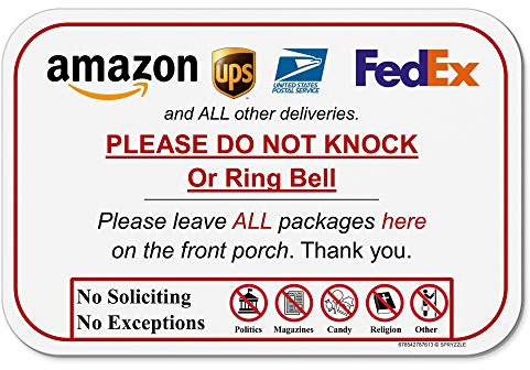 Leave Package Sign - Do Not Knock or Ring Bell (Do Not Knock or Ring Bell)