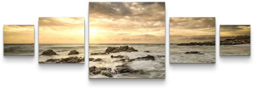 Paul Sinus Art Leinwandbilder | Bilder Leinwand 160x50cm das Meer bei Sonnenuntergang