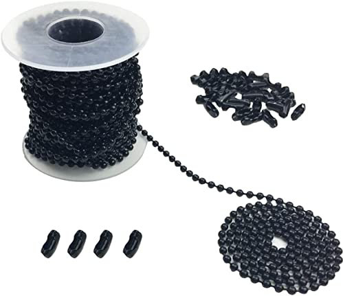 Hyamass 10 Meter 3 mm Durchmesser schwarz Perlen Pull Kette Verlängerung Deckenleuchte Fan Kette mit 30 passenden Stecker, gerollt Verpackung