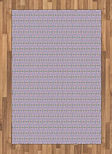 ABAKUHAUS geometrisch Teppich, Hexagons, Deko-Teppich Digitaldruck, Färben mit langfristigen Halt, 120 x 180 cm, Rose Flieder