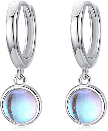 Mädchen Creolen Ohrringe 925 Sterling Silber Mondstein Klein Creolen für Damen Ohrringe Kreolen Geschenk für Mädchen