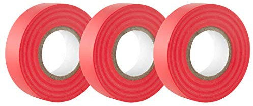 GTSE - Cinta aislante rojo de 19 mm x 20 m para instalaciones eléctricas - Autoadhesiva y resistente para proteger, agrupar y reparar cables - 3 Rollos