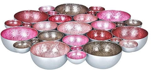 levandeo Teelichtschale 30x30cm Metall Pastell Pink Rosa Schale Teelichthalter Windlicht Kerzenhalter