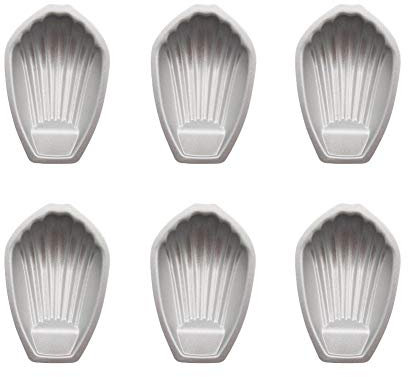 CANDeal 6-Pack Non-Stick Madeline Trays, Individual Madeleine Mould, Small Cake Moulds for Oven Baking, Shell Shape Cake Tins