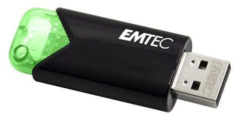 EMTEC - Clé USB Gamme B110 Click Easy 3.2, 64Go - Flash Drive Compatibilité Universelle - Très Rapide - Lecture 20Mo/s et Écriture 10Mo/s - Éco-Design - Vert