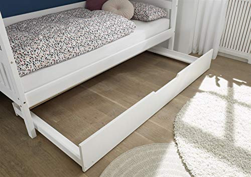 möbelando Funktionsbett Bett Einzelbett Kojenbett Tandemliege Universal I Weiß