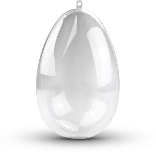 Netuno 5 Stück Acryl-Eier 16 cm Größe, 10 cm Durchmesser transparent teilbar Kunststoff-Eier Plastik-Eier Ostereier zum Découpage Dekoration Basteln