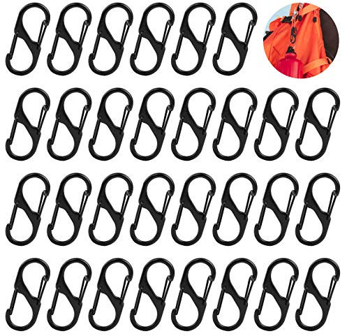 30 PCS S Small Carabiner Keyring Clip With Dual Spring Opening - Durable Anti-Rust Zinc Alloy S Type Buckle Clip Hooks for Camping, Hiking, Fishing, Travelling