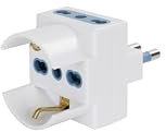 REDLINE Adattatore Triplo Schuko Bipasso Spina Schuko 16A, 2 Prese Bipasso Italiane e 1 Presa Schuko 16A
