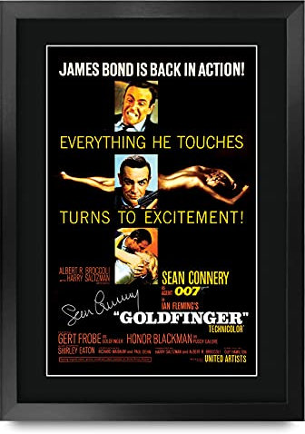 HWC Trading FR A3 James Bond Goldfinger Sean Connery Geschenke Gedruckt Poster Unterzeichnet Autogramm Bild Für Film Erinnerungsstücke Fans - A3 Eingerahmt