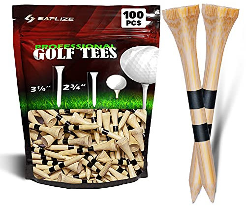 SAPLIZE Golf Bambus Tees,150 Stück (54mm) - Biologisch abbaubar, haltbarer und Stabiler Golf Tees