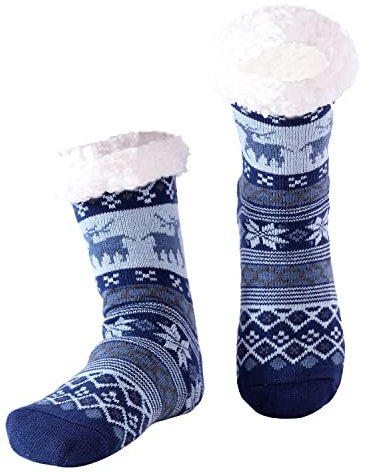 Hisonwel Chaussettes pantoufles pour hommes, chaussettes chaudes et moelleuses avec polaire Sherpa antidérapante, cadeaux pour hommes