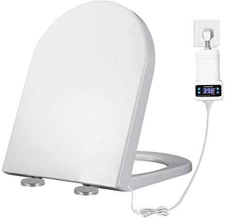 DEYLK Abattant WC avec Frein de Chute, Siège de Toilette Intelligent Chauffant avec Fermeture Rapide à Fermeture Douce, Installation Facile, Température Réglable 33-48℃