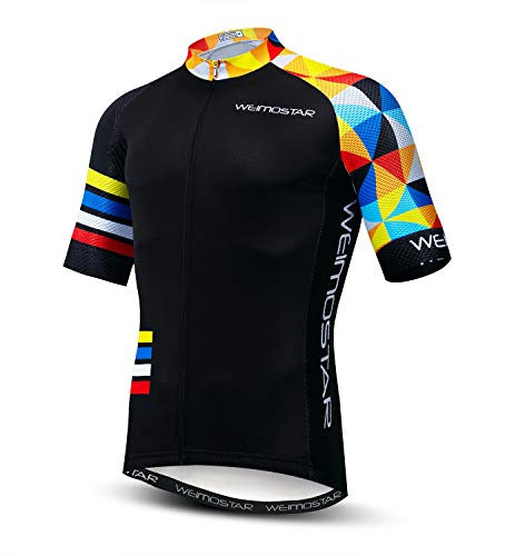 Herren Radtrikot Bike Shirt Tops Kurzarm Kleidung, Gitter, 3X-Groß