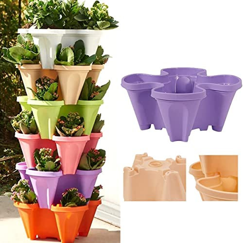 Ortaggi Stackable Garden Tower Planter, Giardino verticale da esterno Giardino Piantatrici Pots Kit, Sistema di coltivazione idroponica del giardino della torre for fragole, fiori, erbe