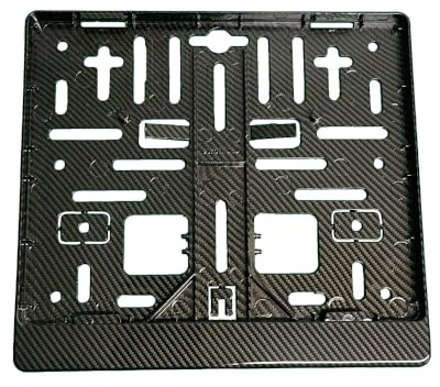 Kennzeichenhalter Motorrad | Real Carbon Optik | HTF Wassertransferdruck | 210x170 (nur für Österreich) | Kennzeichenhalterung mit universellem Lochschema | Made in Austria