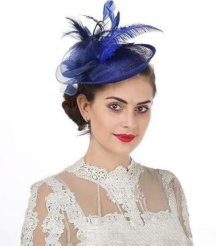 ITODA Femme Dames Vintage Chapeau Bibi Maille Coiffure Plume Fleur Épingle à Cheveux Clip Élégant Coiffure Bandeau Fascinator Chapeau de Derby Soirée Banquet Cocktail Mariage Cérémonie Nuptial Fêtes