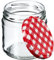 KADAX Bocaux hermétiques en verre de 200 ml, petits plateaux avec couvercle à vis pour fruits en conserve, confitures et miel (lot de 10, carreaux rouges)