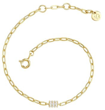 GLANZSTÜCKE MÜNCHEN Damen Armband 925/- Sterling Silber gelbvergoldet 18 Karat Zirkonia weiß Silberarmband