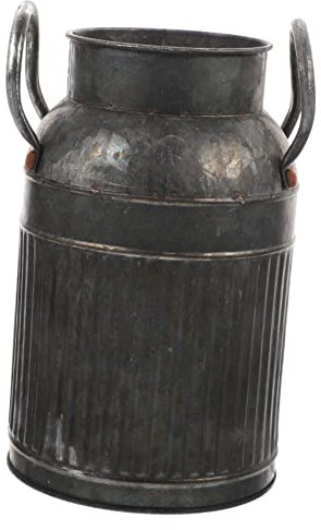 STOBAZA Schwarz Amphore Bauernhaus Tisch Verzinkt Grau Zimmer Balkon Multi-Grün Für Französisch Vintage Retro Rustikal Blumenkrug Art Shop Milchflasche Topf Dekorativ Blechkanne Bodenvase