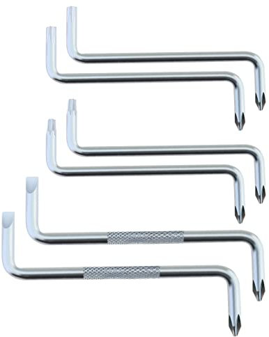 ECSiNG 6-teiliges Winkelschraubendreher Set Z-Typ Doppelkopfschraubendreher mit Kreuzschlitz/Flachklinge/T20 T25 Kopf Torx Design für Arbeiten auf Engstem Raum Verchromter Stahl