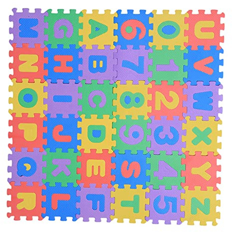 36-teilige EVA-Schaum-Spielmatte, Bunte, Weiche, Leichte Zahlen, Buchstaben, Spielmatte, Krabbelunterlage für Kinder