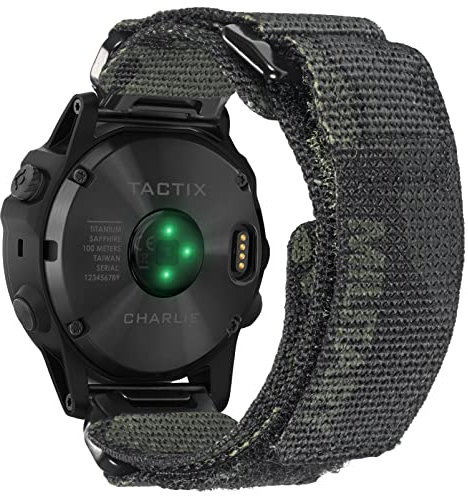 Compatibile con Garmin, cinturino per orologio mimetico, cinturino sportivo in nylon super robusto, con design ad anello intrecciato, per fēnix/Forerunner/Approach/MARQ/quatix/D2, cinturino di