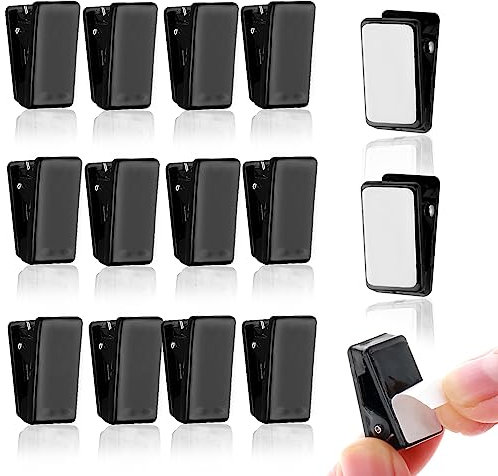 Grevosea 15 Piece Self Adhesive Tapestry Wall Clips for Hanging Rectangle Sticky Spring Photo Picture Hanger for Home Office Poster Photo Paper Flag Hanger (Black)
