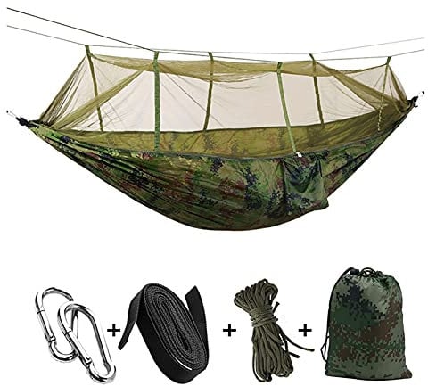 Camping-Hängematte, 1–2 Personen, tragbare Outdoor-Camping-Hängematte mit Moskitonetz, hochfester Fallschirmstoff, Hängebett, Jagd, Schlafen, Schaukel