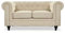 Bravich Velvet Chesterfield Sofa- Cream. 2 Seater Settee, Soft Plush Fabric Couch. Living Room Furniture, Easy Clean. 2 Seater- 160cm x 90cm x 78cm