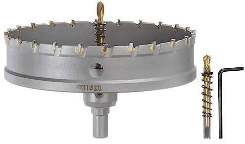 sourcing map Scie cloche en carbure TCT de 145 mm de diamètre pour acier inoxydable, métal, alliage d'aluminium, cuivre, laiton, plastique, avec embout central supplémentaire