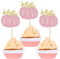 Kürbis-Cupcake-Topper, Glitzer, Herbst-Thema, Kürbis-Cupcake-Dekorationen für Babyparty, Geburtstag, Erntedankfest, Halloween, Party, Kuchendekorationen, Zubehör, Rosa, 24 Stück