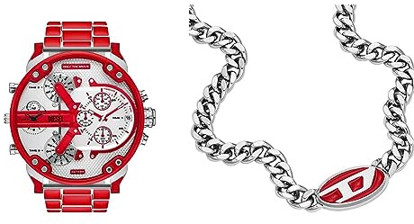 Diesel Herren-Edelstahl-Quarz-Multifunktionsuhr und Schmuck-Set