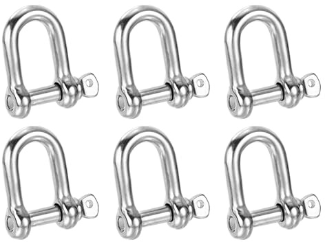 PATIKIL Vite Perno Grillo M6 1/4 440 Libbre, 6pz 304 Inossidabile Acciaio D Ring Grillo per Catene Filo Corda Esterno, Argento