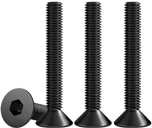 Drenky 25 Pièces M6 X 50mm Vis à Tête Fraisée, Tête Fraisée Allen Vis à Tête Fraisée Noir en Acier Inoxydable A2 V2A Vis Hexagonales Norme DIN 7991 / ISO 10642 Vis Inox