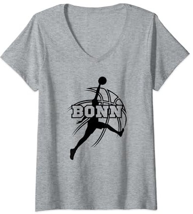 Bonn Basketball Fan Support Rheinland Stadion pink T-Shirt mit V-Ausschnitt