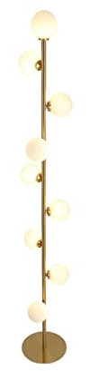 VejiA Lámpara de Pie Lampadaire G4 à 9 têtes pour Salon Nordique, Grande Lampe sur Pied avec Abat-Jour en Verre, luminaire doré pour Poteau de lectur